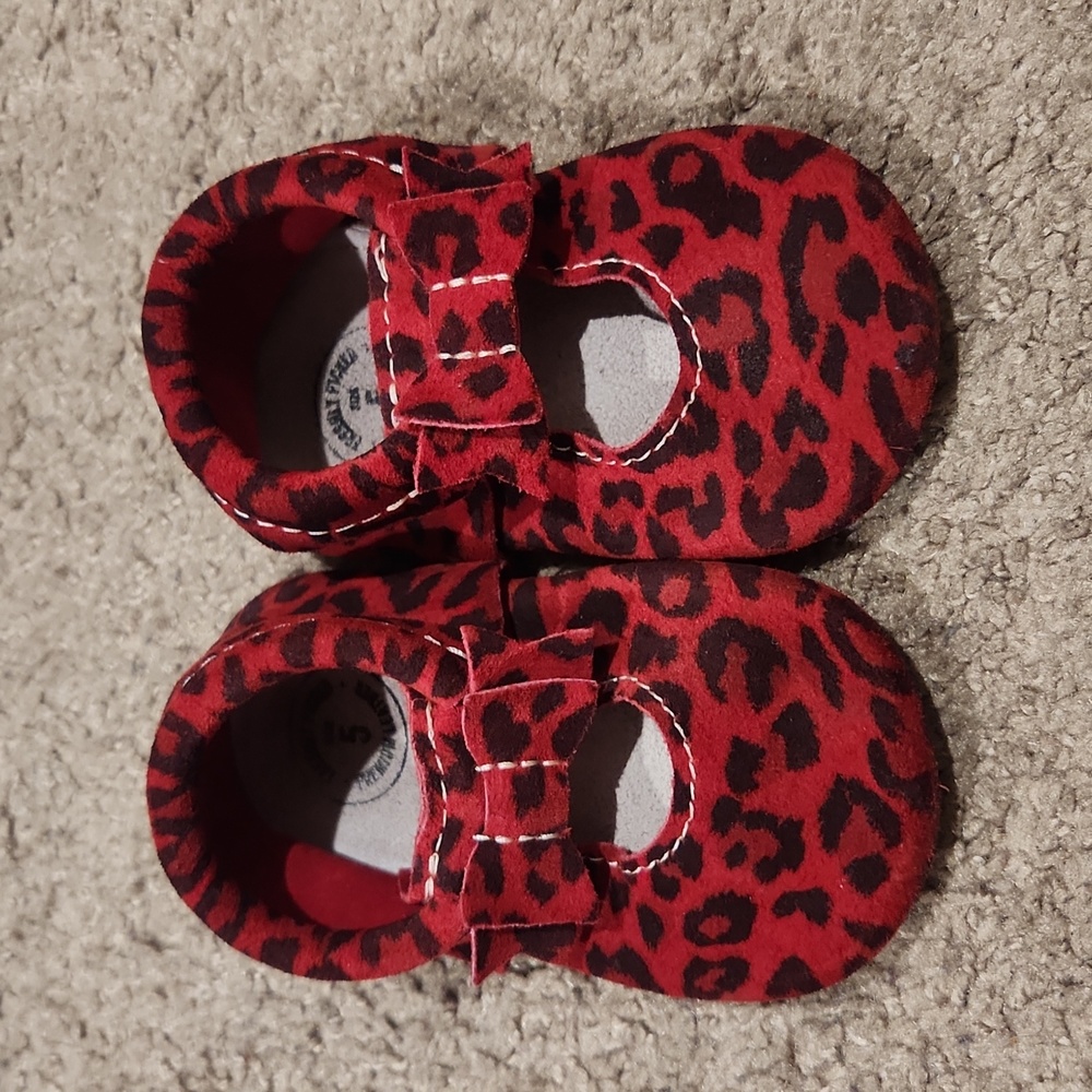 Freshly picked leather baby moccasin.